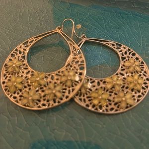 Silver earrings with green stone